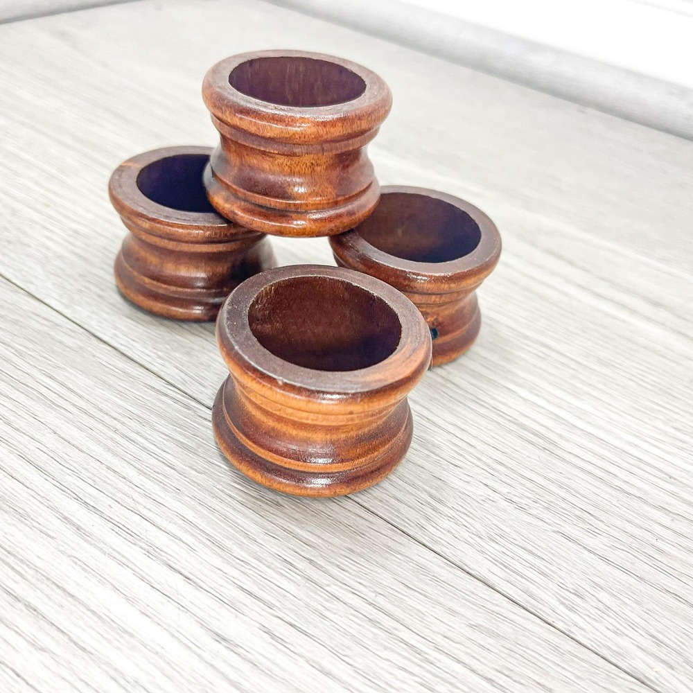 Vintage Wood Napkin Rings - Mid-Century Modern Set of 4 - Picture 4 of 4